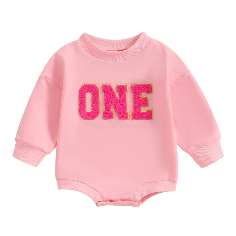 

6-18M Toddler Baby Sweatshirt Romper Letter Embroidery Long Sleeve Jumpsuit for Newborn Girl Boy Cute Clothes