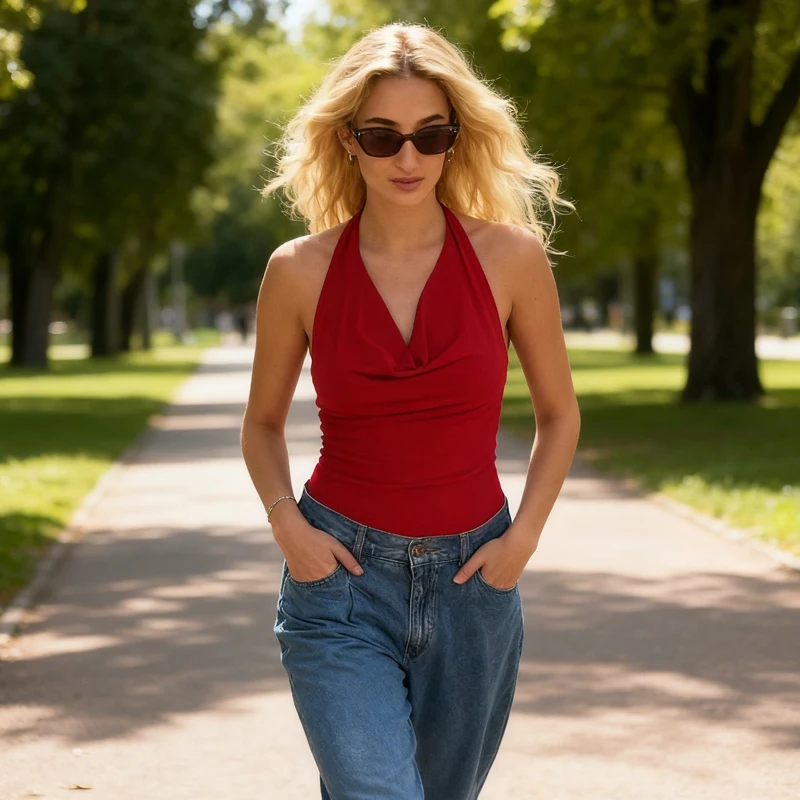 

Elegant Backless Sexy Sleeveless Playsuits Spring Summer Women New Street Bodysuit Fashion Slim Fit Jumpsuit Solid Color Clothes