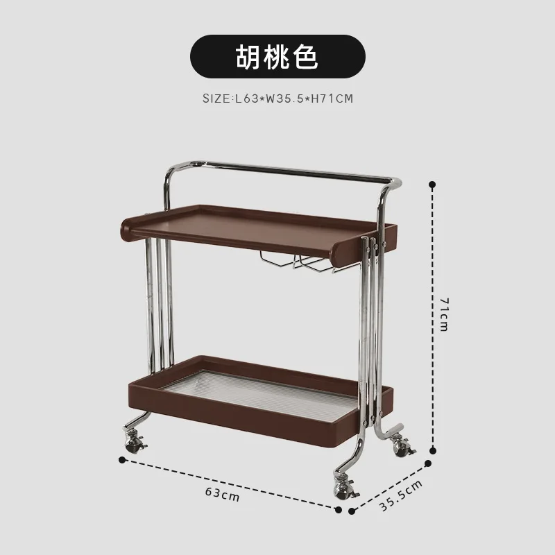 Medieval style trolley storage shelf removable side few living room solid wood retro storage snack dining car bedside table
