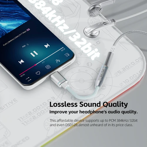 Imagen 2 del producto FiiO JA11 USB tipo C a adaptador de auriculares/auriculares de 3,5mm Cable USB C a 3,5 Cable auxiliar de Audio para IOS Android