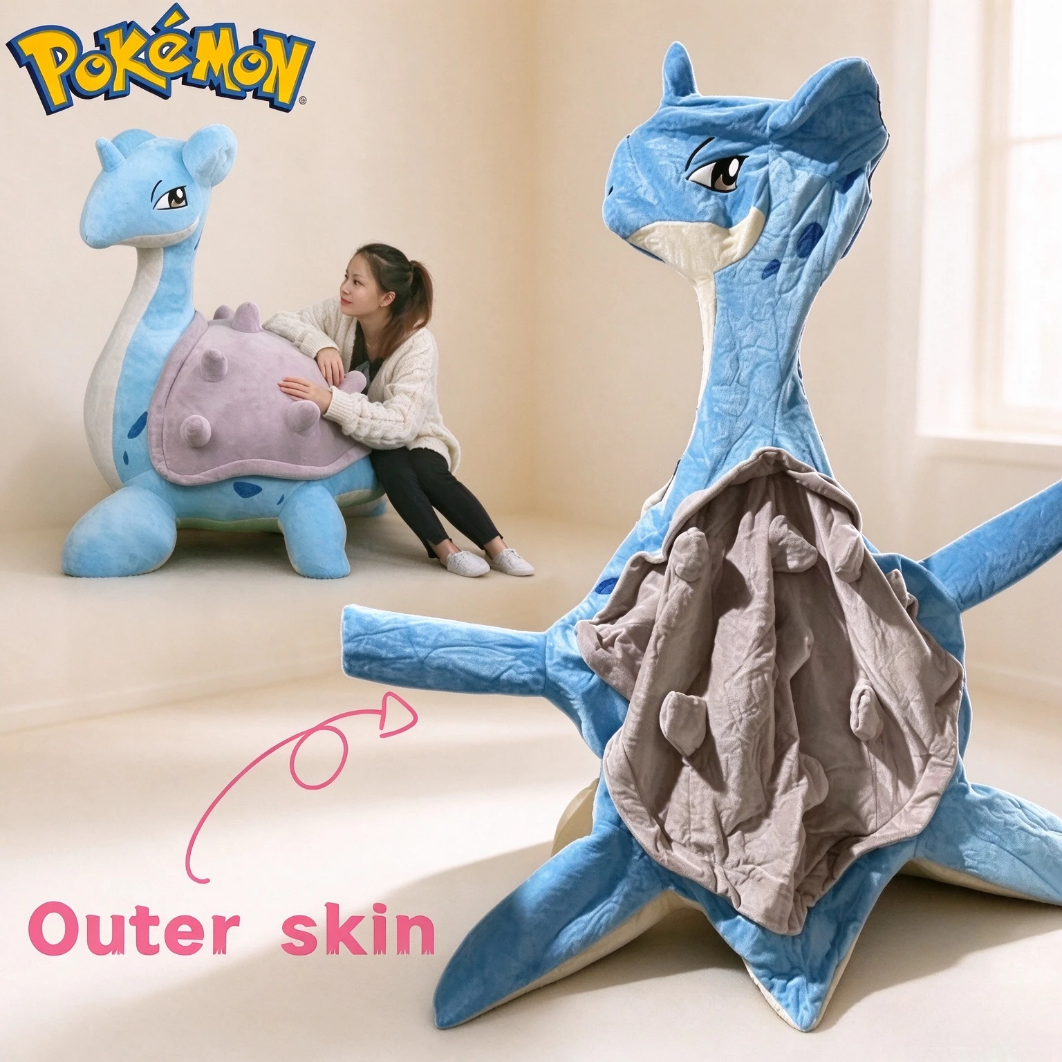 100CM Peluche Just Clothes Without Filler Pokémon Lapras Figure Plush Chenglong Plushies Only Clothes or Leather Shells