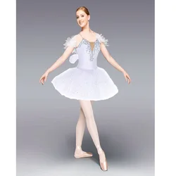 Abito Tutu da balletto a forma di campana bianca con gonna glitterata con ali Tulle per spettacoli teatrali per bambini o adulti