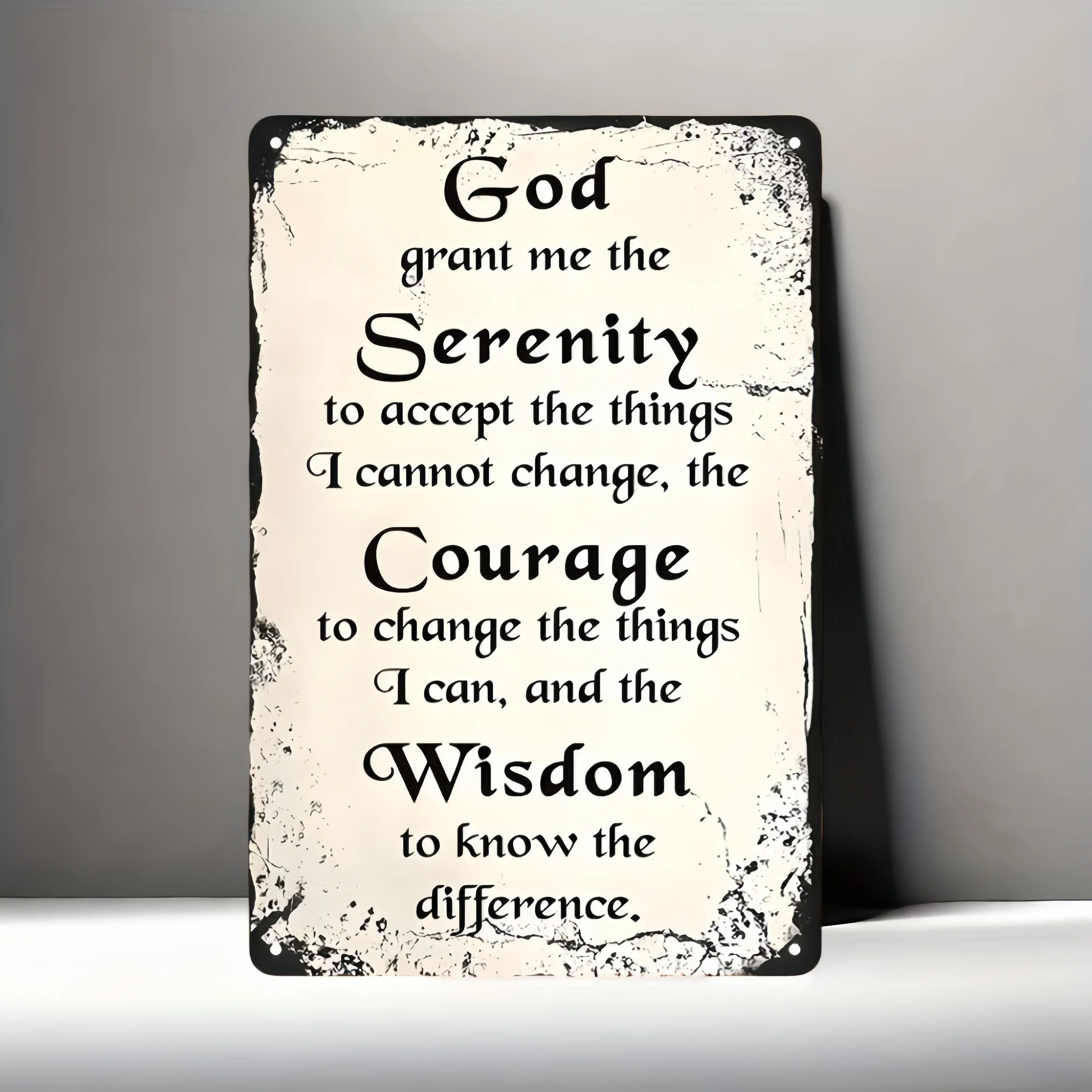 2D Flat, 8x12 Inch Vintage Black Tinplate Serenity Prayer Metal Wall Art - 2D Flat Inspirational Decor, Waterproof & Weatherproo
