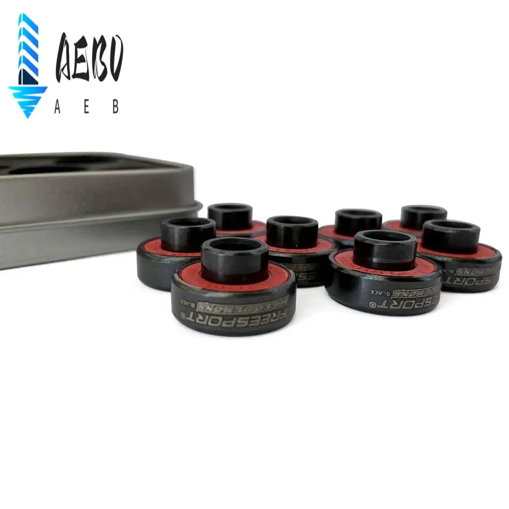 AEB0-FREESPORT 608 Hybrid Black  Bearings For Inline Skate Or Skateboard Scooter Longboard (Pack Of 8)