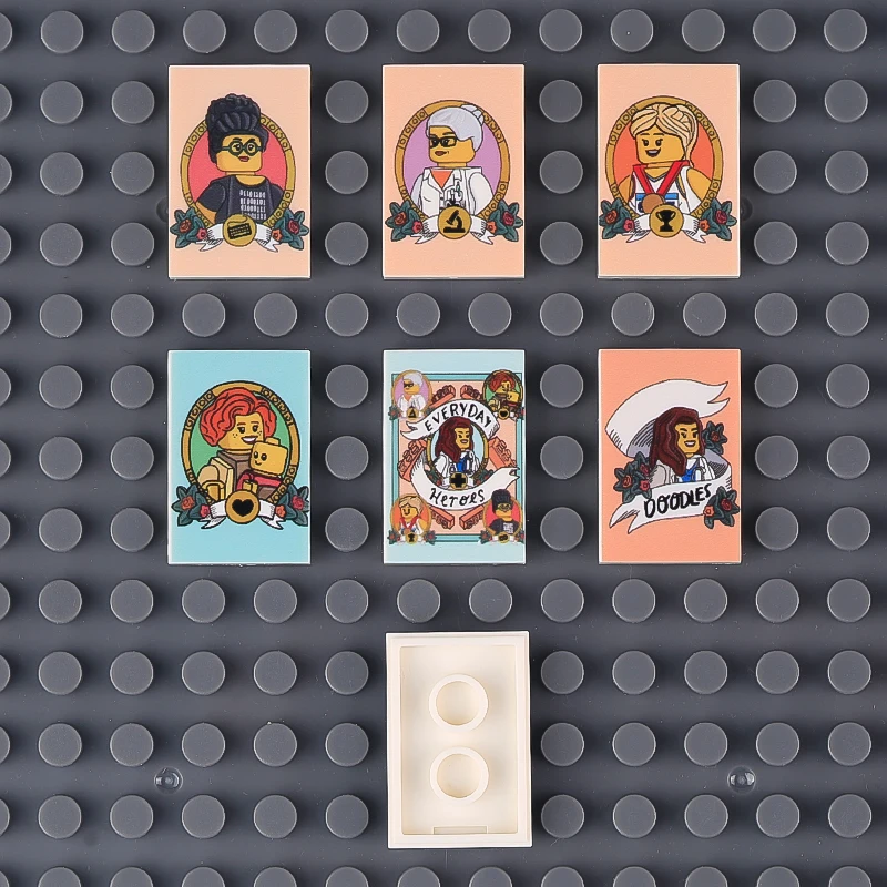 MOC World Famous Paintings Figures Building Blocks Starry Sky Mona Lisa DIY Printed Pattern Accessory Tile Brick Kids Toy Gifts
