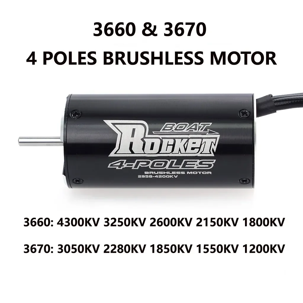 UniFlySurpass Hobby Rocket 3660 3670 1850KV 2280KV 2650KV 4 Poles Brushless Sensorless Motor For 800-1000mm RC Boat Ship Accesso