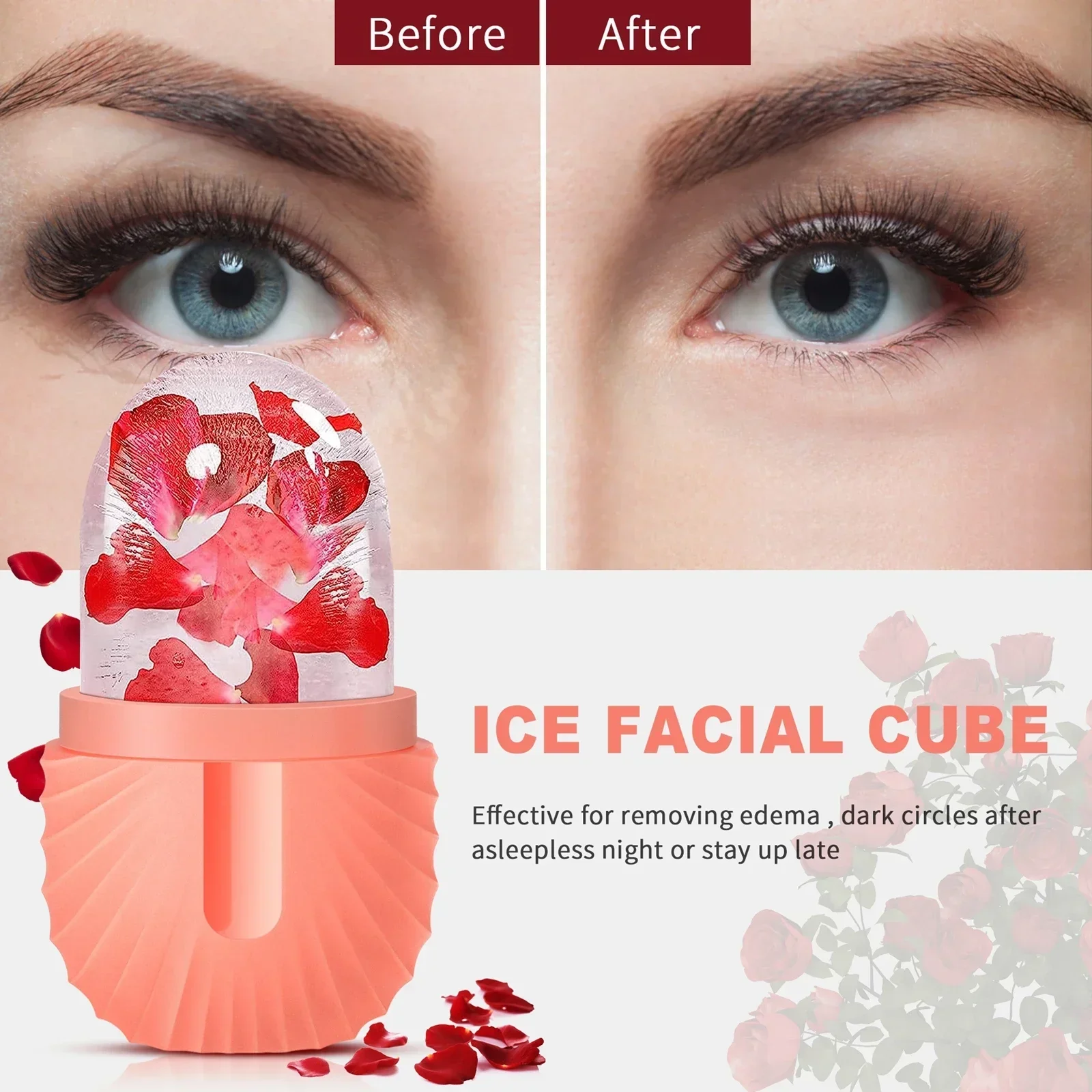 Silicone Ice Face Roller Contorno Ridurre i pori Rimuovi le occhiaie Massaggio Pelle Bellezza Rullo facciale per occhi Collo Strumento per la cura della pelle