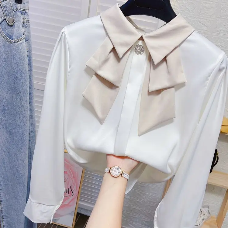 Temperament Elegant Doll Collar Long Sleeves Shirt for Women\'s Spring Autumn Fashion Loose Hanging Feeling Sweet Chic Shirt Top