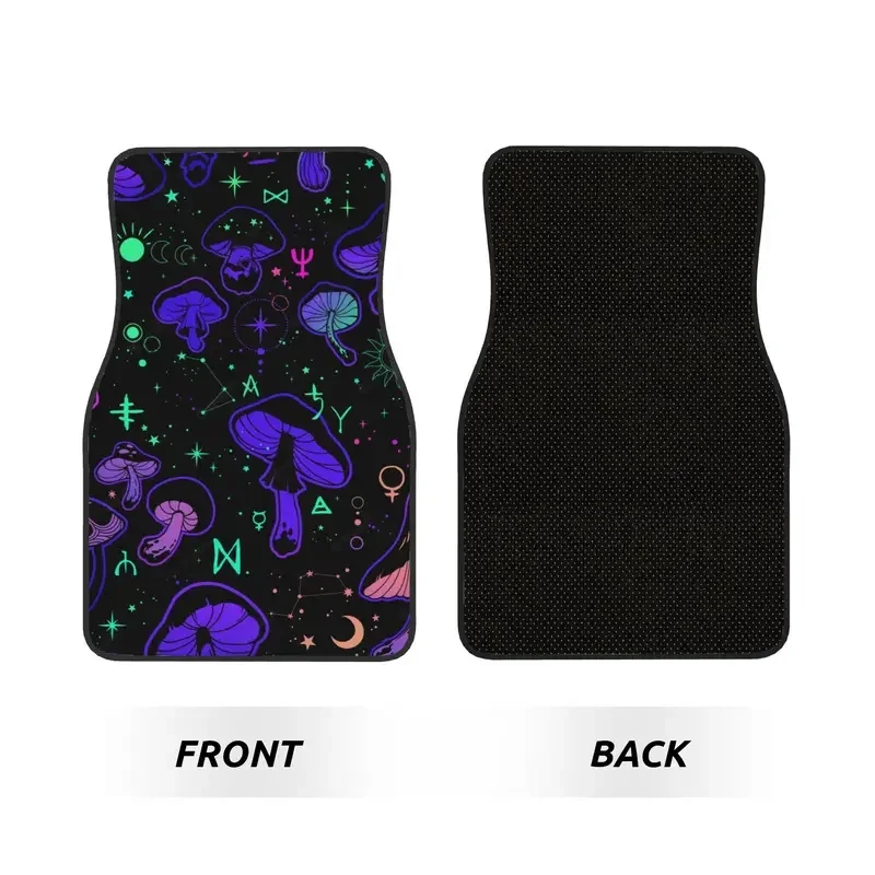 Psychedelic Magic Mushrooms Symbols 4PCS Crystal Velvet Car Floor Mats Set Universal Front Rear Foot Mats Car Protection Mat