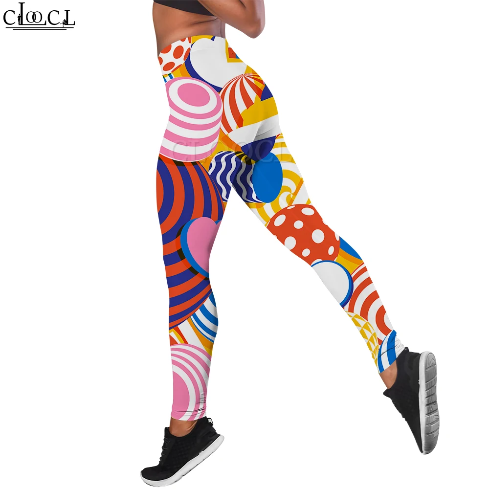 CLOOCL Legging Dames nauwsluitende broek Geometrisch cartoonpatroon 3D-printbroek Hardlopen Fietsen Slanke strakke broek