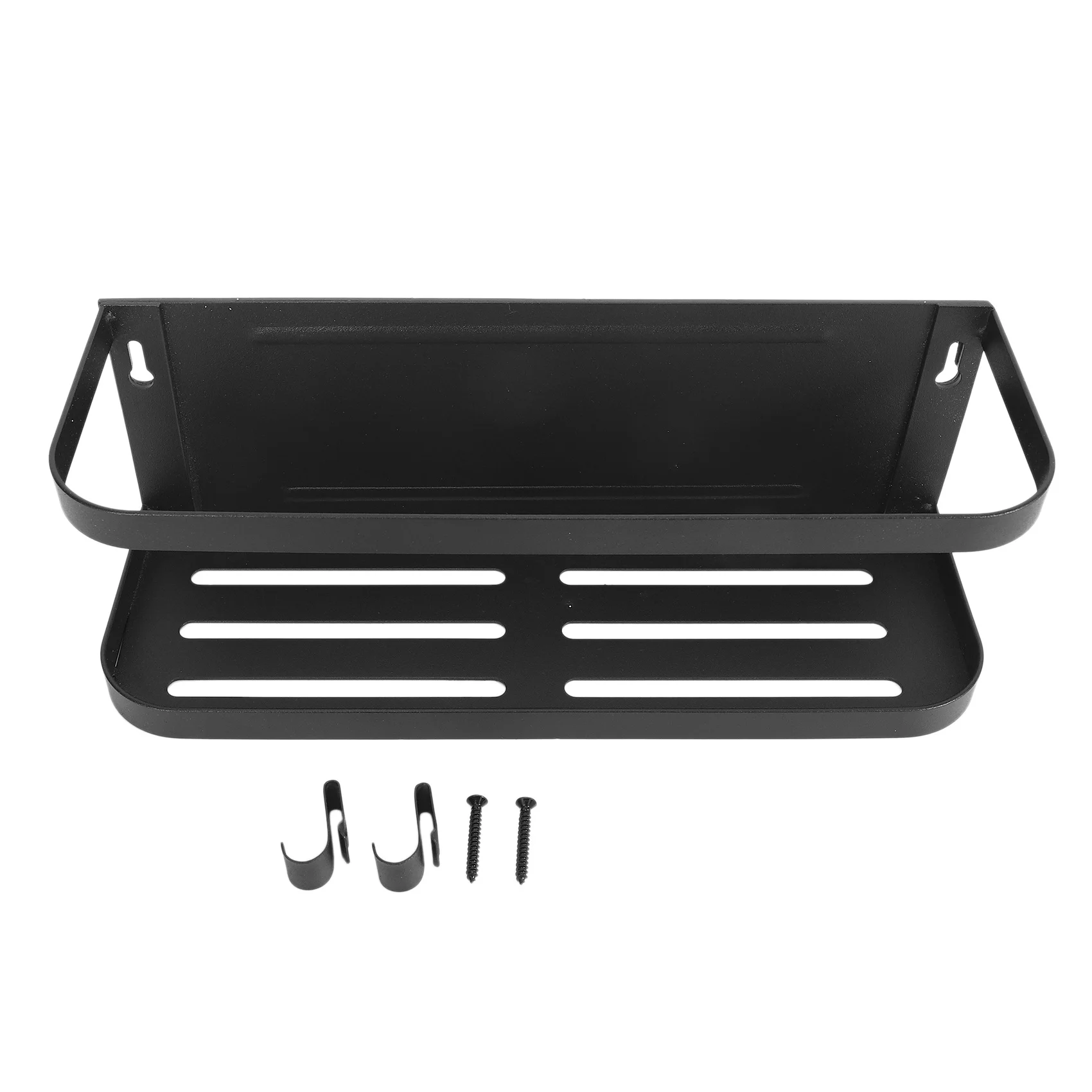AAAF Magnetic Spice Rack For Refrigerator, Single Tier Magnetic Shelf With 2 Removable Hooks, Black