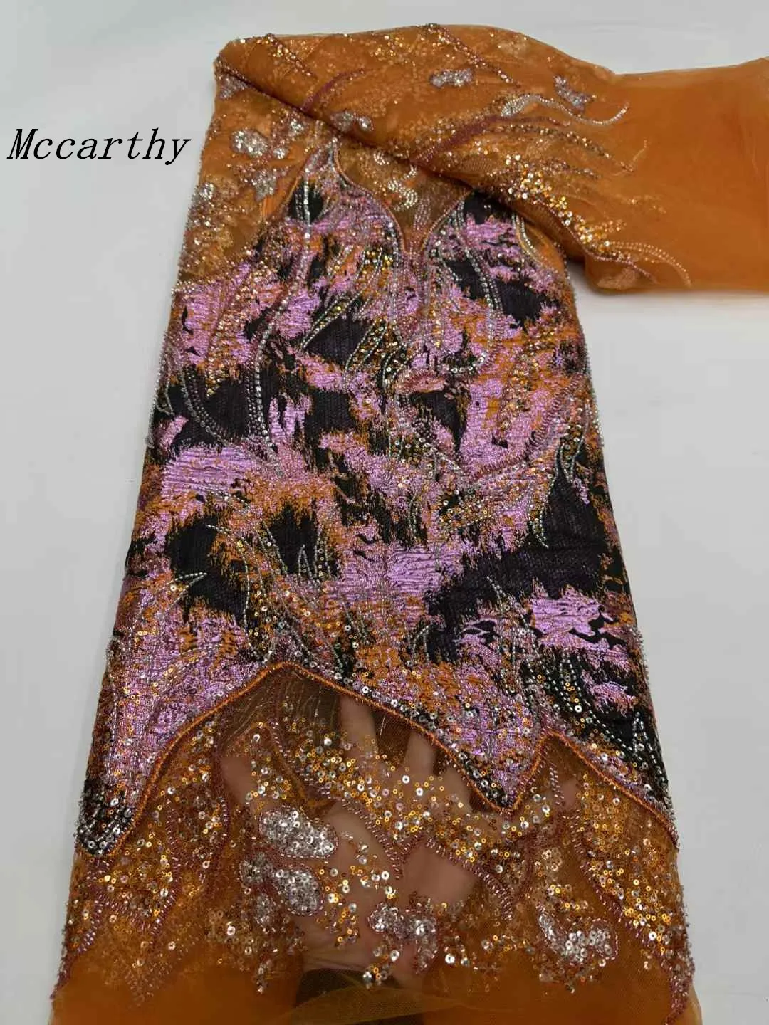 

2025 Fashion Elegant French Mesh Rope Embroidery Luxury Sequins Beads Lace Fabric African Nigerian Lace Fabric For Wedding Dress