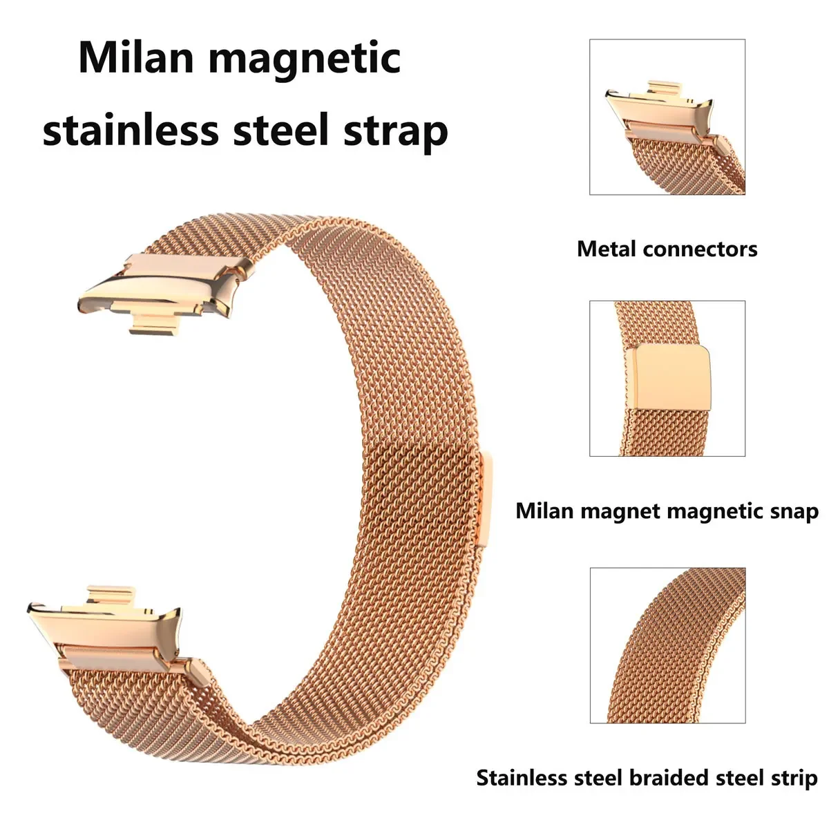 Milanese Suitable for Xiaomi band 8 pro stainless steel buckle, Milan magnetic strap for Xiaomi Band 8pro replacement strap