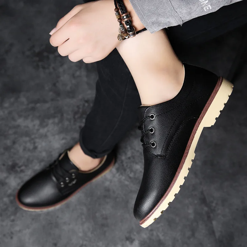 Men Dress Shoes Leather Man Oxford Shoes Lace Up Men Casual Moccasins Comfortable Fashion Office Footwear Loafers Male