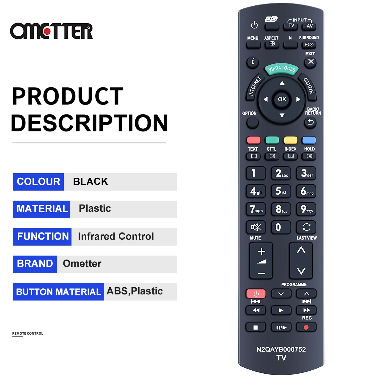 N2QAYB000752 N2QAYB000753 N2QAYB000487 for Panasonic 3D TV Remote Control EUR7628030 EUR7628010 TX-LR32E5 TX-LR42E5 TX-LR47E5