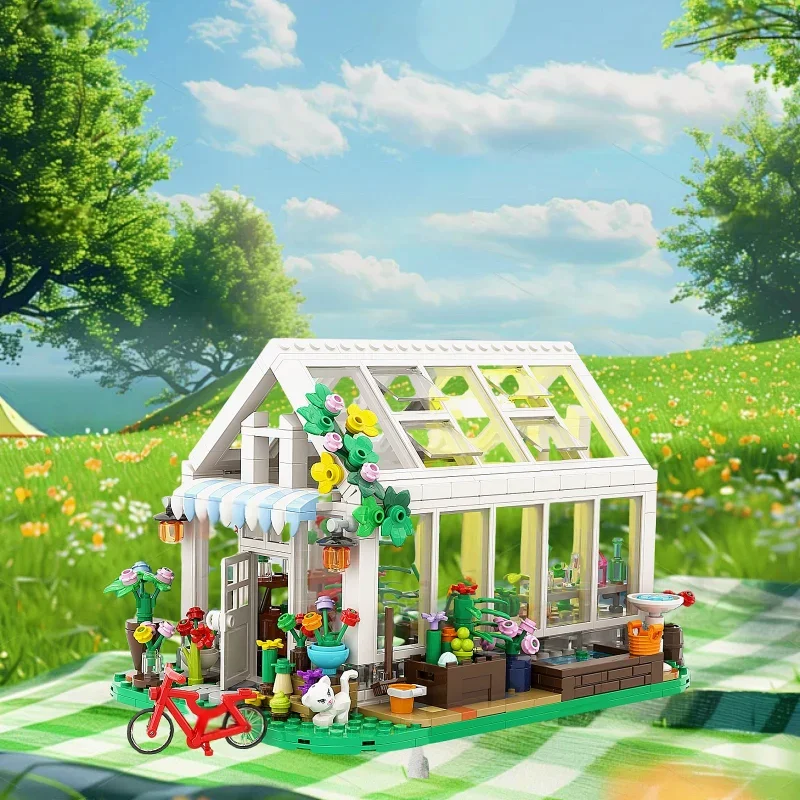 Fantasy Flower House craft , Valentine's Day MOC DIY Flower House Block Toys Exquisite Building Heart Fantasy Flower House