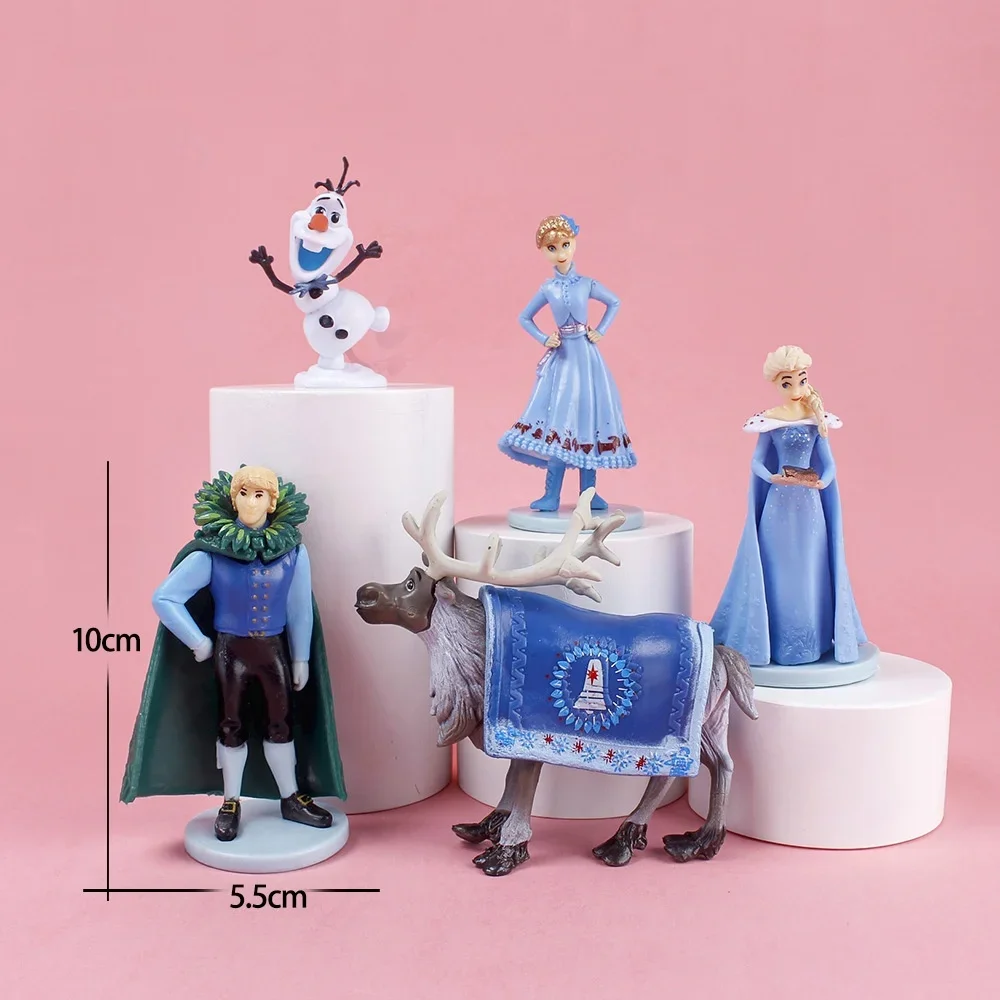 5Pcs/set Anime Frozen Action Figure Cartoon Princess Elsa Anna Kristoff Olaf Reindeer PVC Dolls Decoration Model Toy