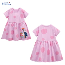 Little maven 2024 Baby Girls Summer DreSs Animals Ladybug Children Casual Clothes Cotton for Kids Appliques Dress