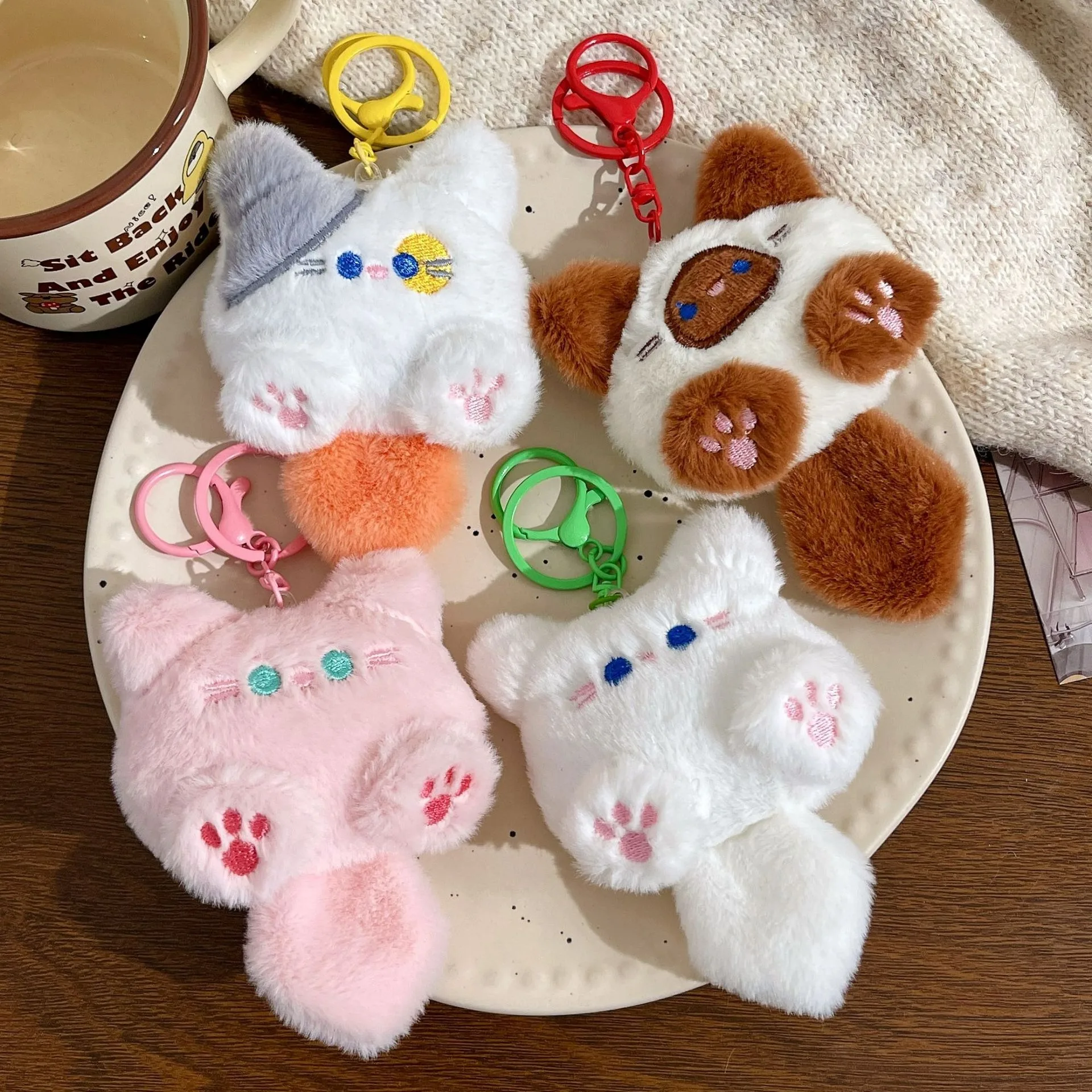 Koreanische super süße Katze Puppe Plüsch Schlüsselanhänger Mädchen Herz Puppe Bücher Tasche Anhänger Paar dekorative kleine Geschenke