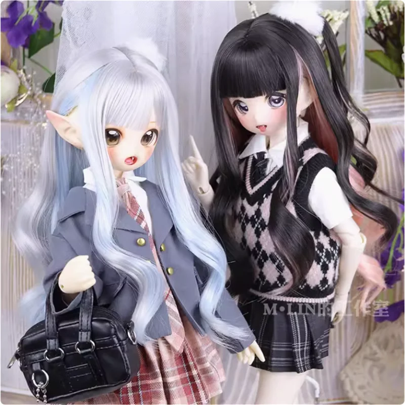 

BJD Doll Wigs Long Hair For 1/3 MDD Curly Hair Accessories Black Blue Doll Gradient Wig