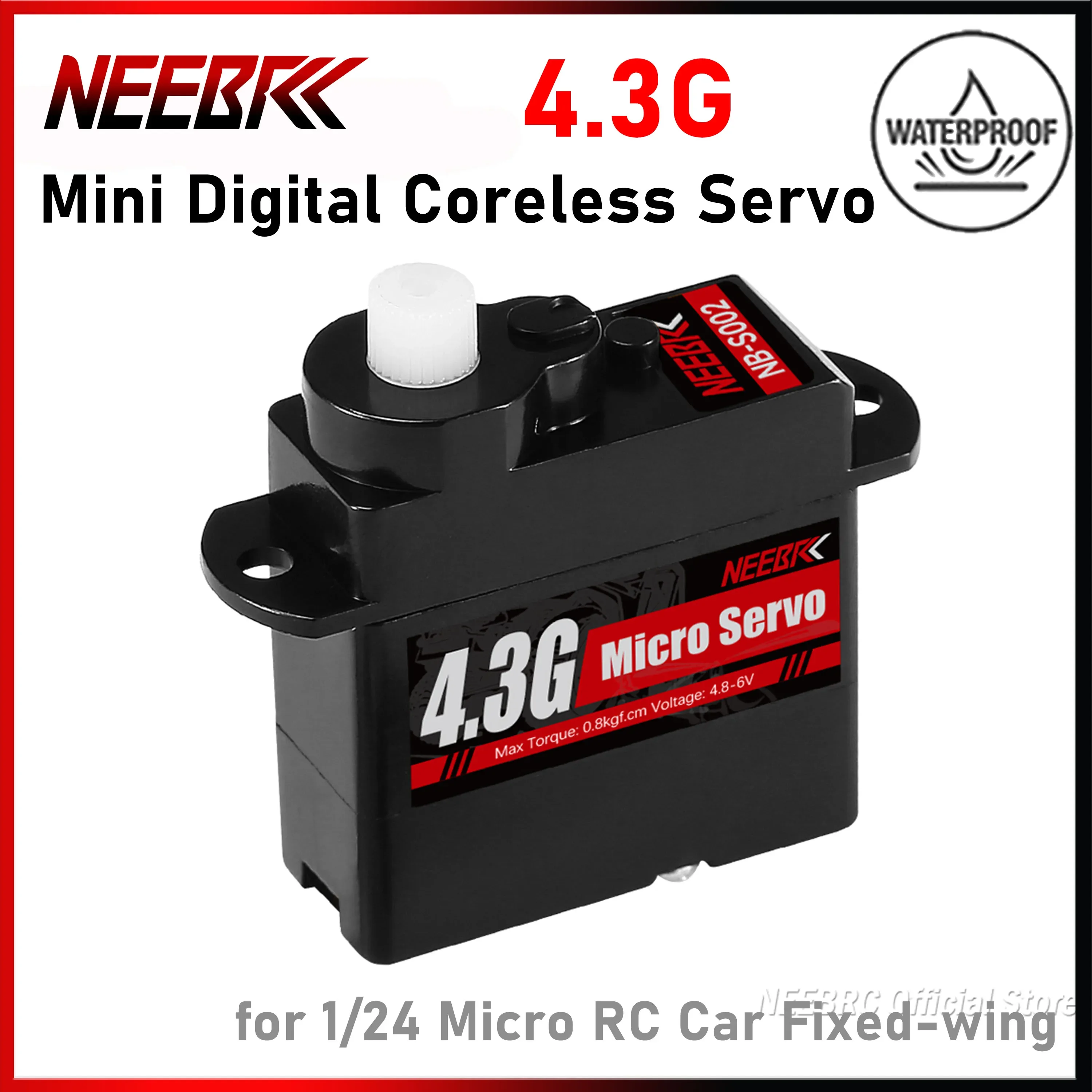 NEEBRC 4.3g Mini Digital Coreless Servo Plastic Gear Waterproof Motor for 1/24 Micro RC Car Fixed-wing Plane Helicopter Robot