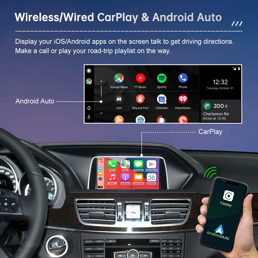 Plug and Play Wireless CarPlay for Mercedes Benz E Class W207 W212 NTG4.5 2011-2014 Android Auto AirPlay Navigation