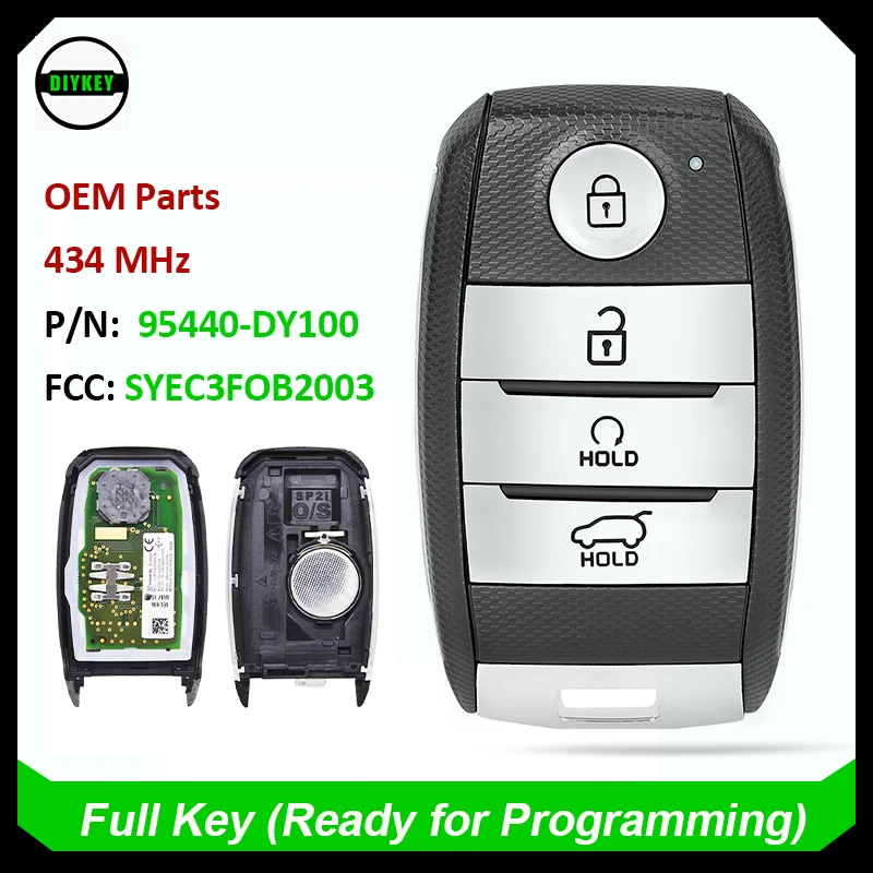 DIYKEY Original OEM Smart Remote Key Fob 4 Buttons 433MHz 6A Chip for KIA Carens 2022 2023 SYEC3FOB2003 P/N: 95440-DY100