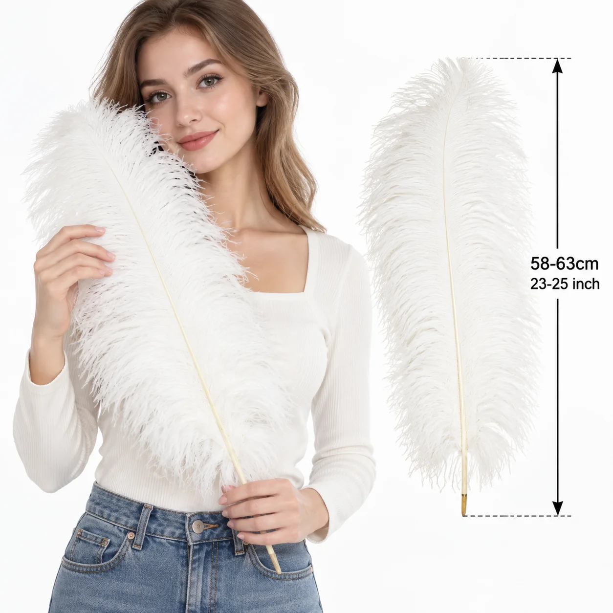2/5/10pcs Long Ostrich Feathers 58-63cm Thick Stem Fluffy Plumes 26 Colors DIY Wedding Party Hat Decor Craft Supplies