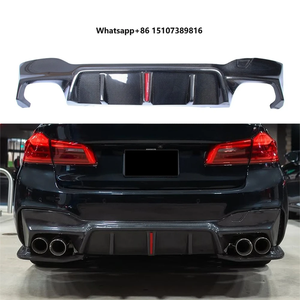 Suitable for  5 Series G30 F90/M5 Carbon Fiber Rear Diffuser Including LED Lights Carbon Fiber Rear Lip Bumper 2017-2024
