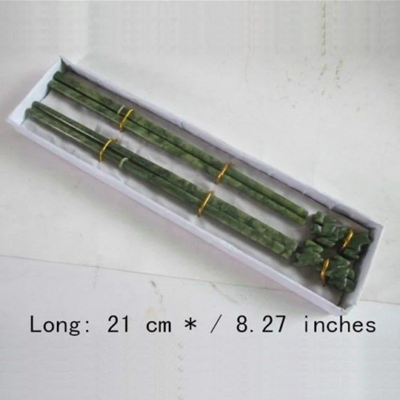 Two pairs of Chinese 100% natural jade sculpted  Kirin chopsticks