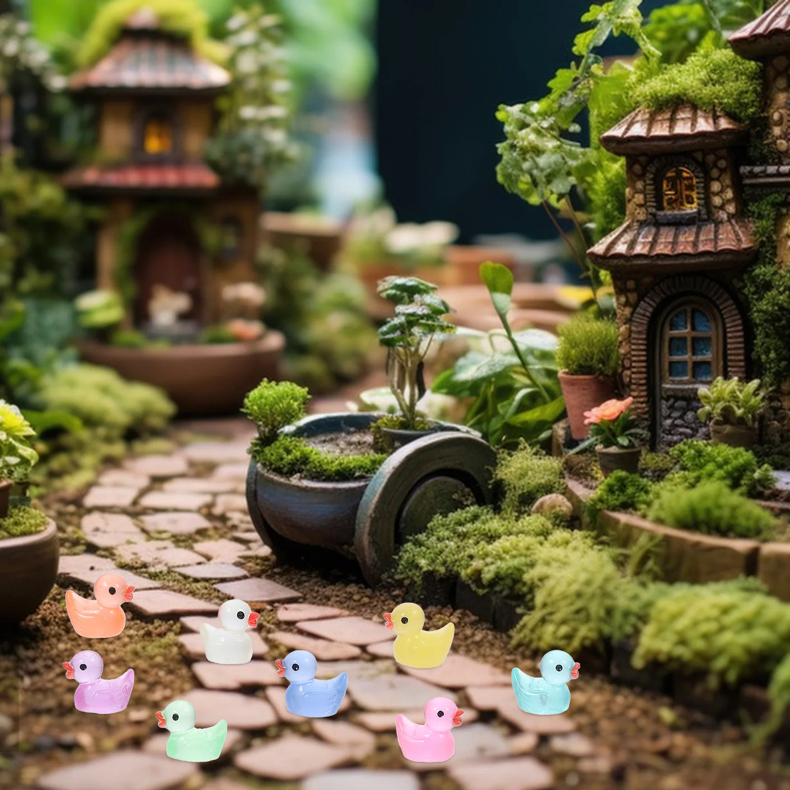 

50Pcs Night Light Small Duck Adornment Resin Landscape Decoration Cake Desktop in The Dark Mini Decoration