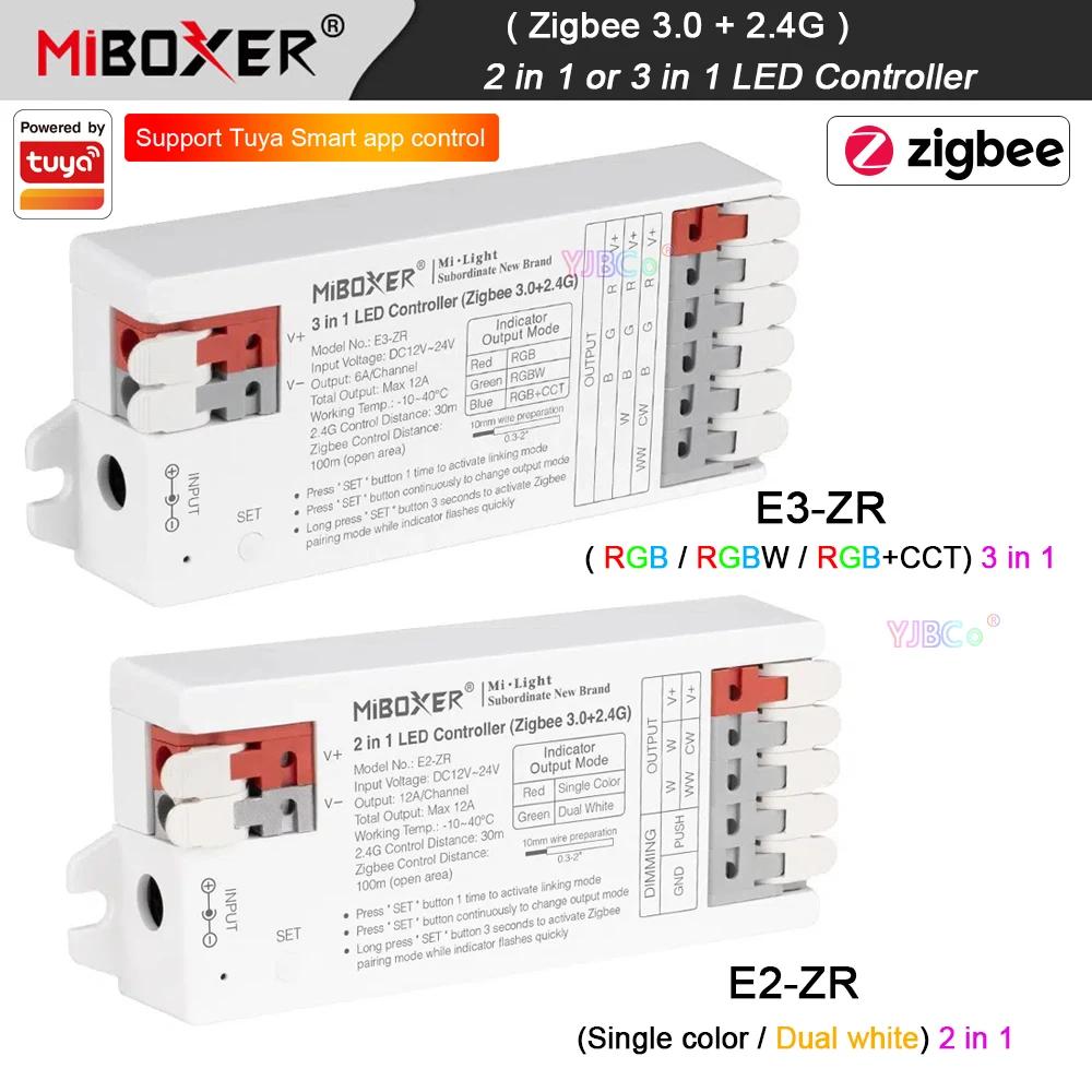 

Miboxer Zigbee 3.0 2.4G Remote (Single color/Dual white) 2 in 1 LED Strip Controller (RGB/RGBW/RGBCCT) 3 in 1 Light tape Dimmer