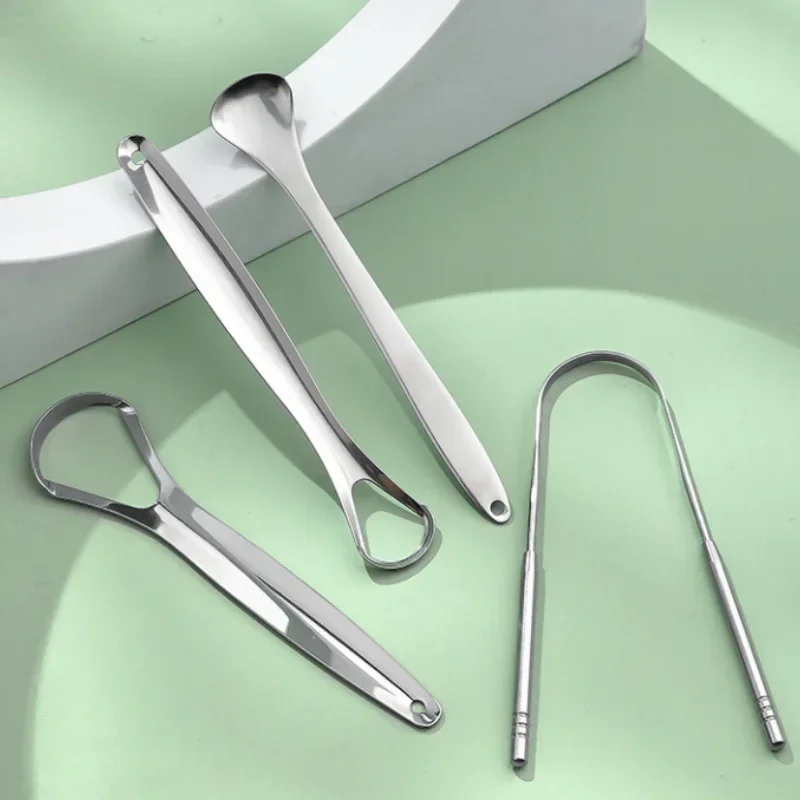 

4pcs Stainless Steel Tongue Scraper Set with Portable Case - Odorless, Oral Care Tool for Fresh Breath tongue cleanee
