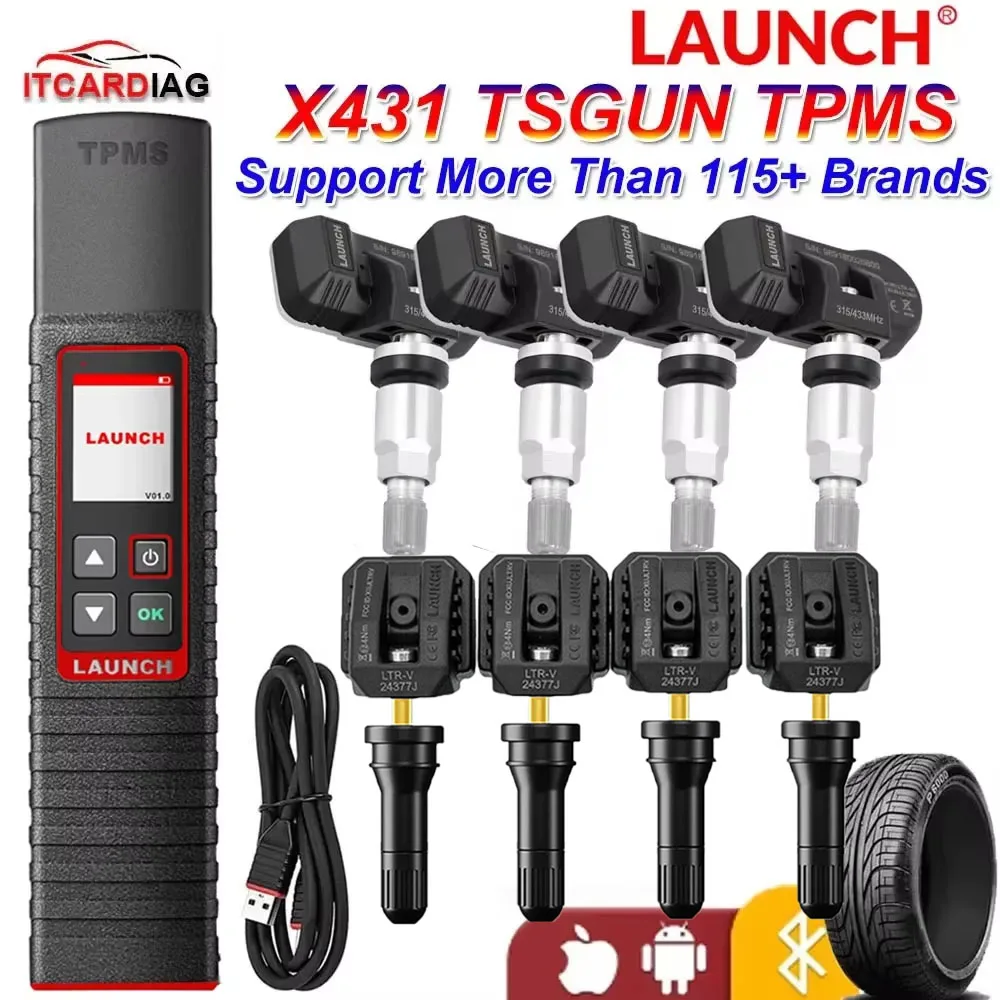 Launch X431 TSGUN TPMS 433+315MHZ 2 In1 RF-Sensor Handheld X-431 TSGUN Car Tire Pressure Detector Programming Diagnostic Tools