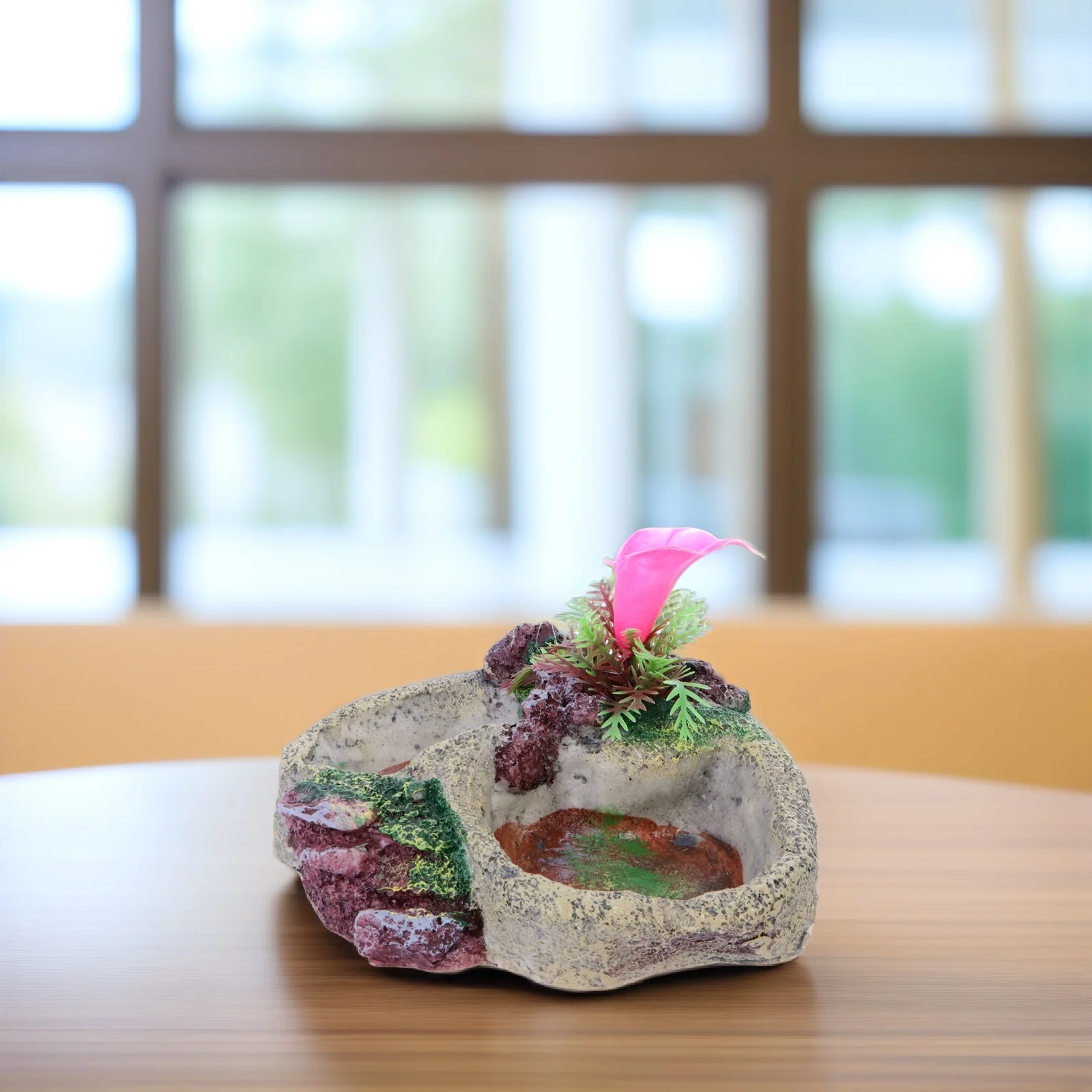 

1Pcs Cactus Design Durable Reptile Food Bowl Gnaw-Proof Pet Dish for Turtle Tortoise Lizard Snake Feeding Supplies
