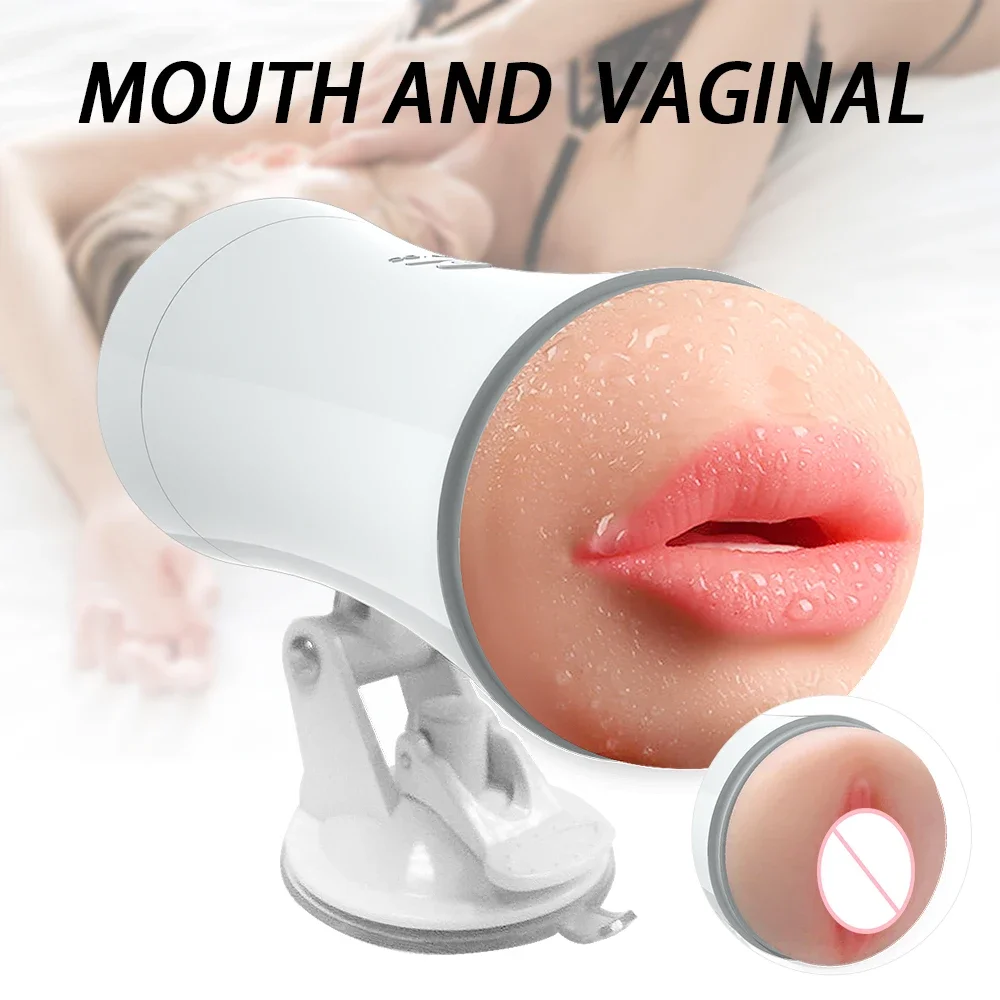 Automatic Male Masturbator Cup Dual Channel Hand Free Sucking Masturbation Cup Sex Machine Oral Vaginal Adult Toys for Men