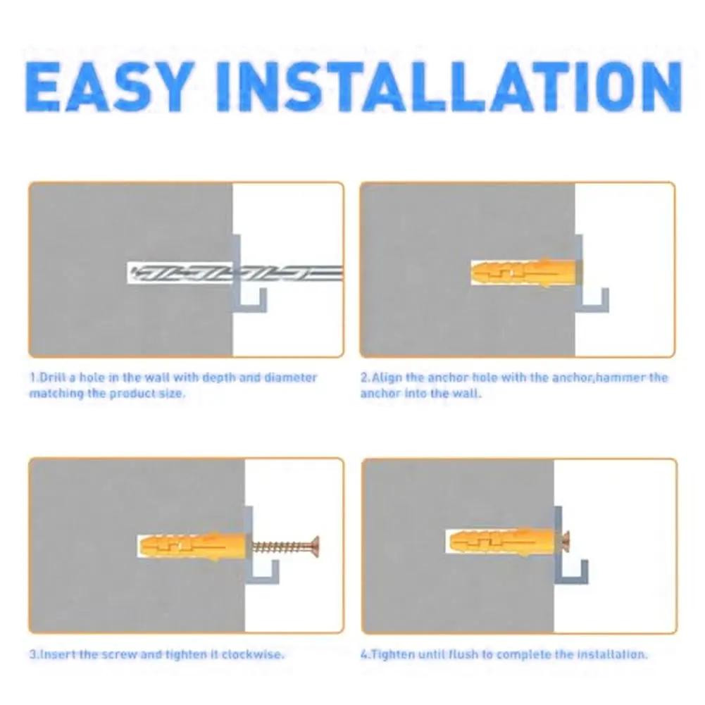 

210 Piece Wall Fixing Kit with Screws and Anchors for Solid Brick Concrete Mounting M5 M6 M8 Carbon Steel Plastic Set