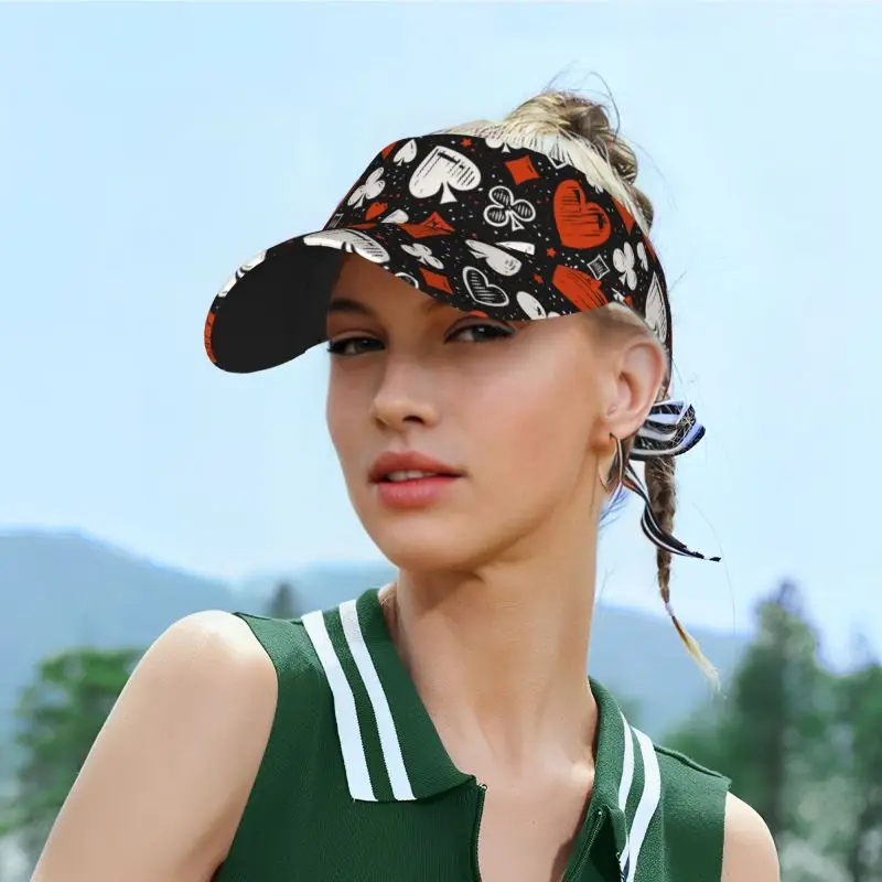 Poker Red Black Alice in Wonderland Sun Visor Hats Packable Cooling Empty Top Visor Hat for Beach Sports Golf Tennis Running - view 4