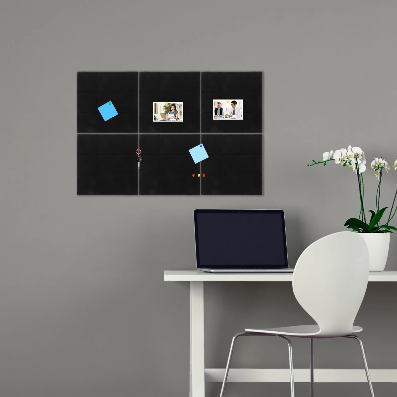 

6Pcs Self-Adhesive Felt Board Tiles Peel and Stick Bulletin Board for Wall Photo Display Artwork Organizer