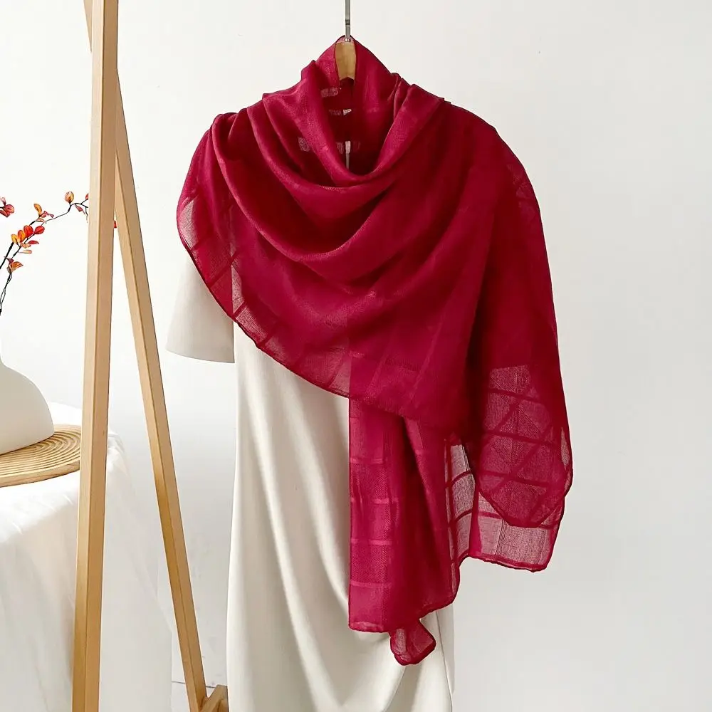 Fashion Korean Luxury Silk Scarf Strip Elegant Women's Shawls Pure Color Thin Long Silk Shawls Beach