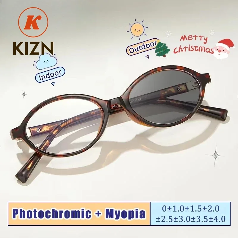 

KIZN Retro Glasses Women Oval Small Frame Adjustment Glasses Autumn Winter Photochromic Myopia Fashion Reading Glasses