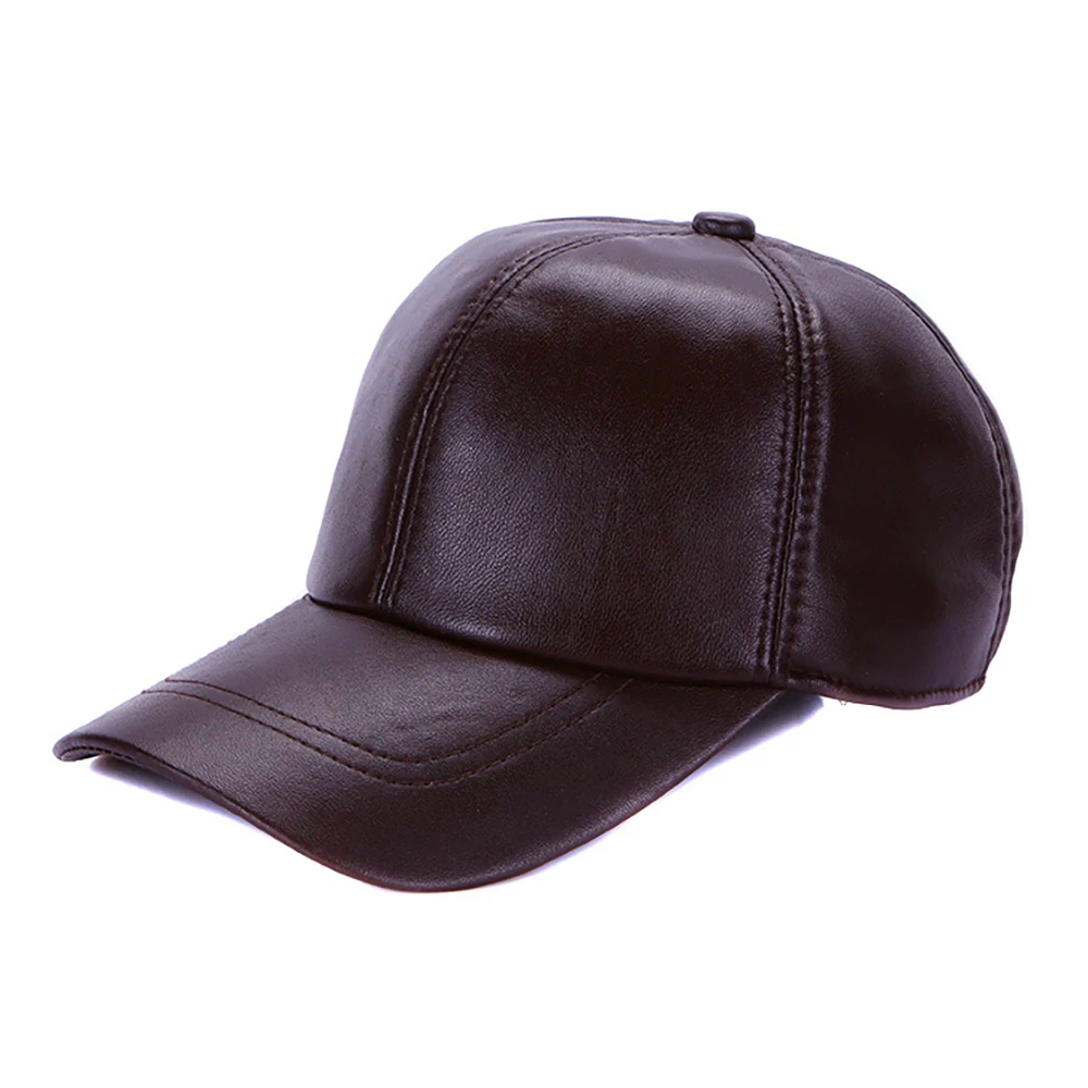 New 2024 Street Hip Hop Hat Leather Hat Fashion Adult Leather Hat Men\'s Warm Leather Baseball Cap Male Men Outdoor Windproof Hat