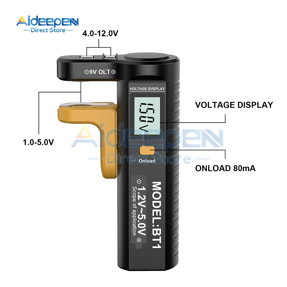 LCD Digital Battery Capacity Tester Checkered load analyzer Display Check 9V 1.2V-5.0V AAA Button Cell Universal test