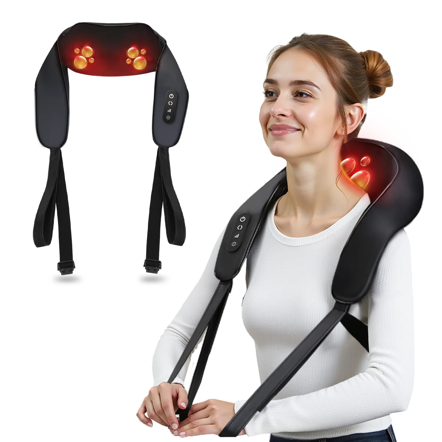 Shiatsu Neck and Back MassagerBack Massager for Fatigue Relief Deep TissueNeck and Shoulder Massager with Heat,Wireless Electric