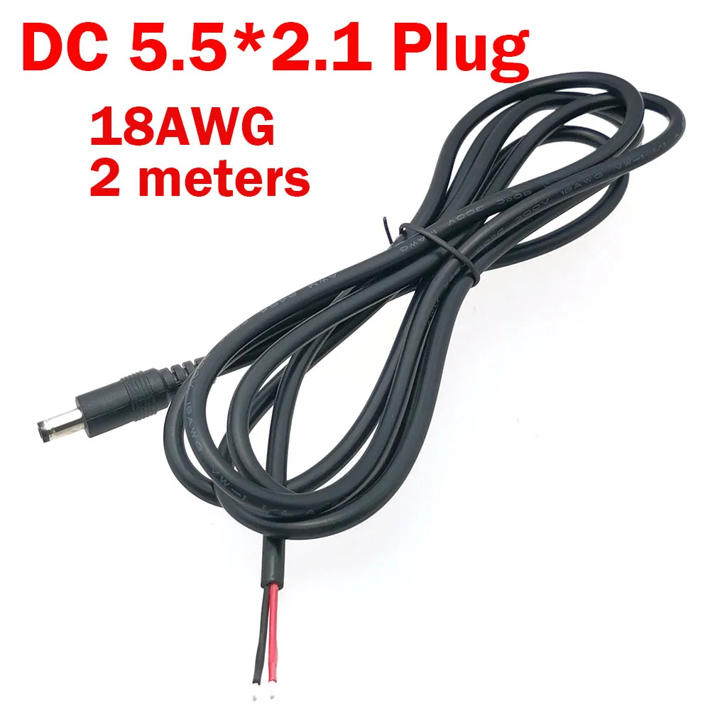 

10pcs 18AWG 2PIN 5.5X2.1mm Power Plug DC High Current Male Female Cable Wire 2m Connector Adapter Socket Jack For DC Charging