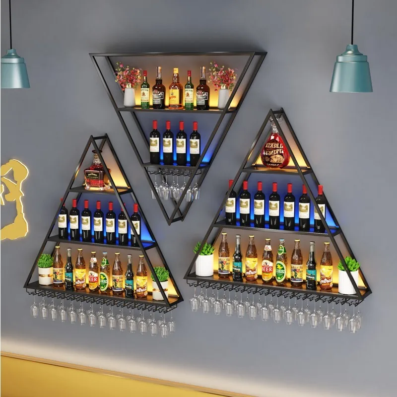 Wine Bottle Rack Liquor Storage Simple Closet Beverage Cabinet Glass Wall Bar Cottage Minimalist Furniture Home Industrial Club