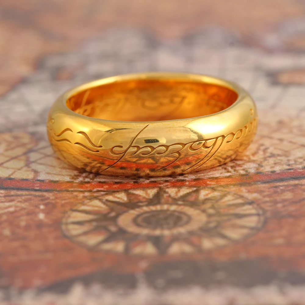 One Ring Of Movie Lord Of The Rings Gold 3D Engraving Fashion Simple Glamorous Sterling Silver Ring