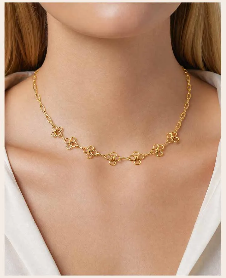 Blumenarmband, Goldfarbenes Edelstahlarmband, anlaufbeständiger, verstellbarer Schmuck – Detail 2