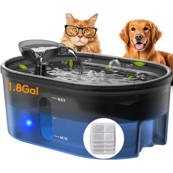 7L Ultra-Quiet Dog Water Fountain for Large Dogs with 4 Pack Filters 5 Layer Filtration, Smart LED Pump, Ideal for Multi Pets