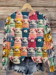 Digital printing fashion women's sweaters for autumn and winter, stylish and versatile, long-sleeved women's tops